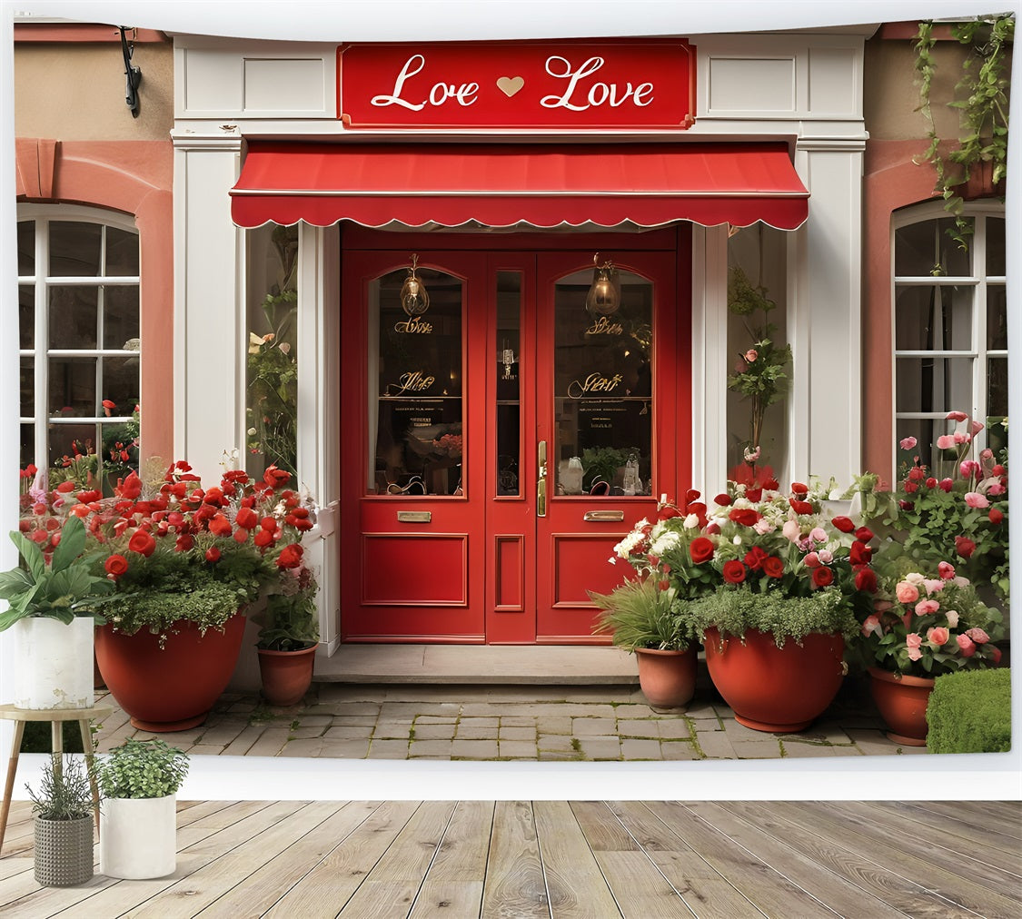 Valentine Backdrop Ideas Floral Love-Inspired Red Door Backdrop UK BRP11-377