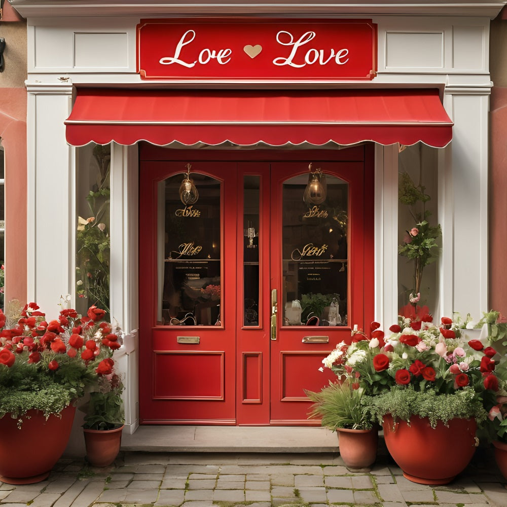 Valentine Backdrop Ideas Floral Love-Inspired Red Door Backdrop UK BRP11-377