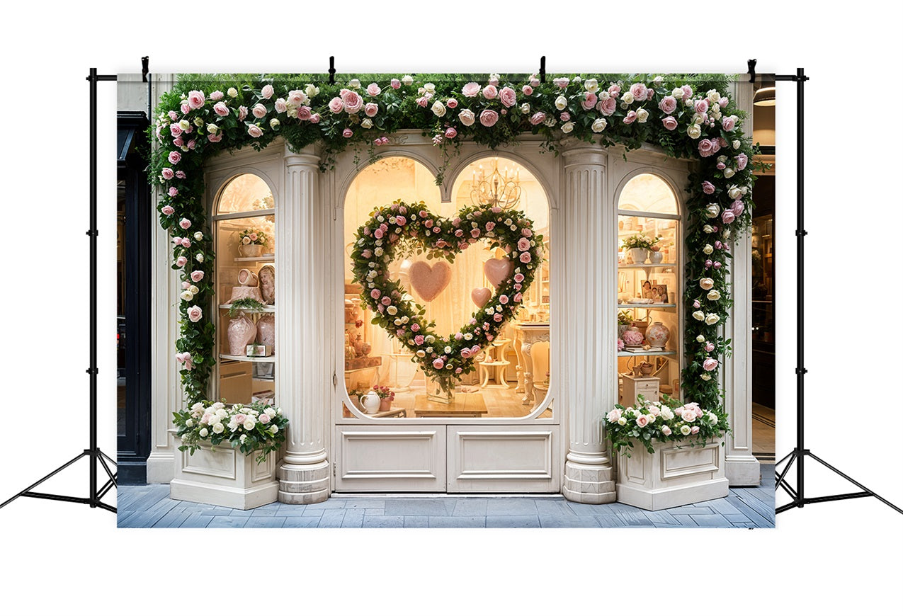 Valentine Theme Backdrop French Shop Floral Heart Backdrop UK BRP11-379