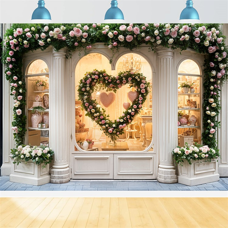 Valentine Theme Backdrop French Shop Floral Heart Backdrop UK BRP11-379