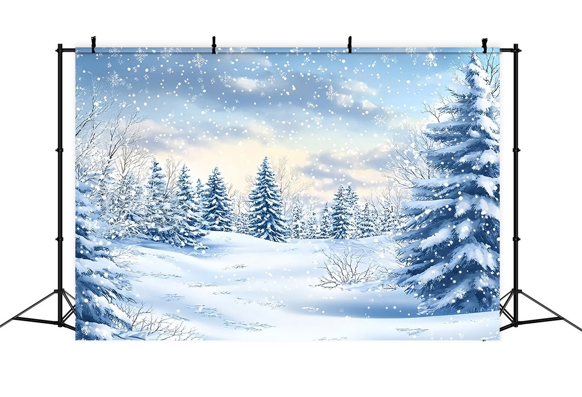 Winter Snow Backdrop Forest Snowfall Peaceful Serenity Backdrop UK BRP11-38