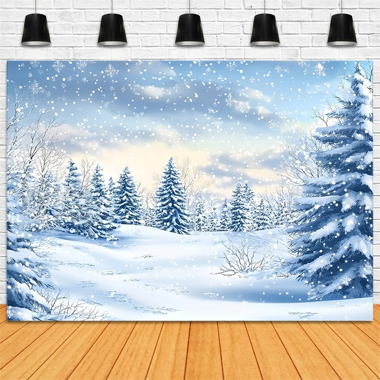 Winter Snow Backdrop Forest Snowfall Peaceful Serenity Backdrop UK BRP11-38