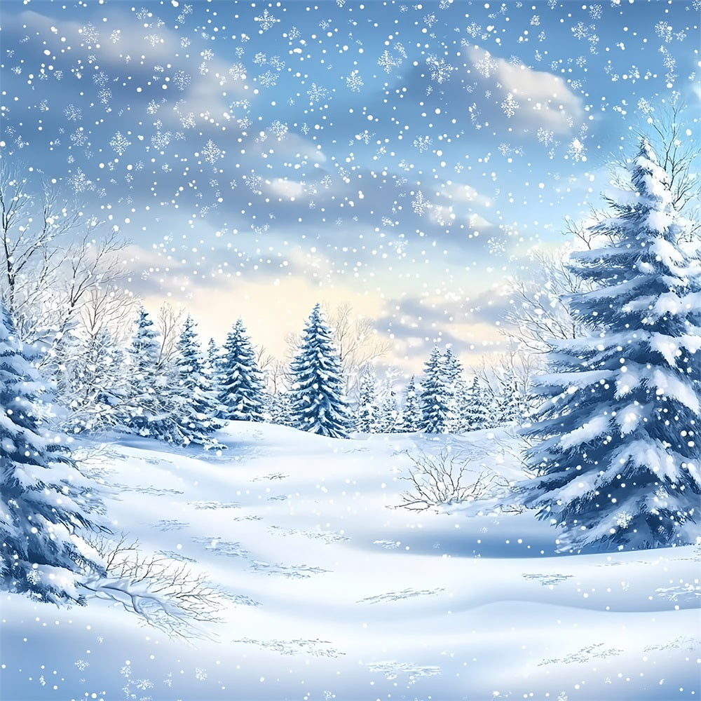 Winter Snow Backdrop Forest Snowfall Peaceful Serenity Backdrop UK BRP11-38