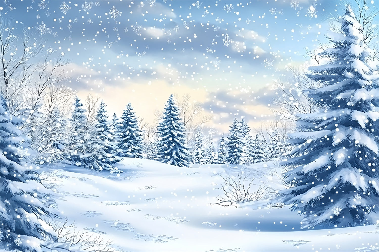 Winter Snow Backdrop Forest Snowfall Peaceful Serenity Backdrop UK BRP11-38