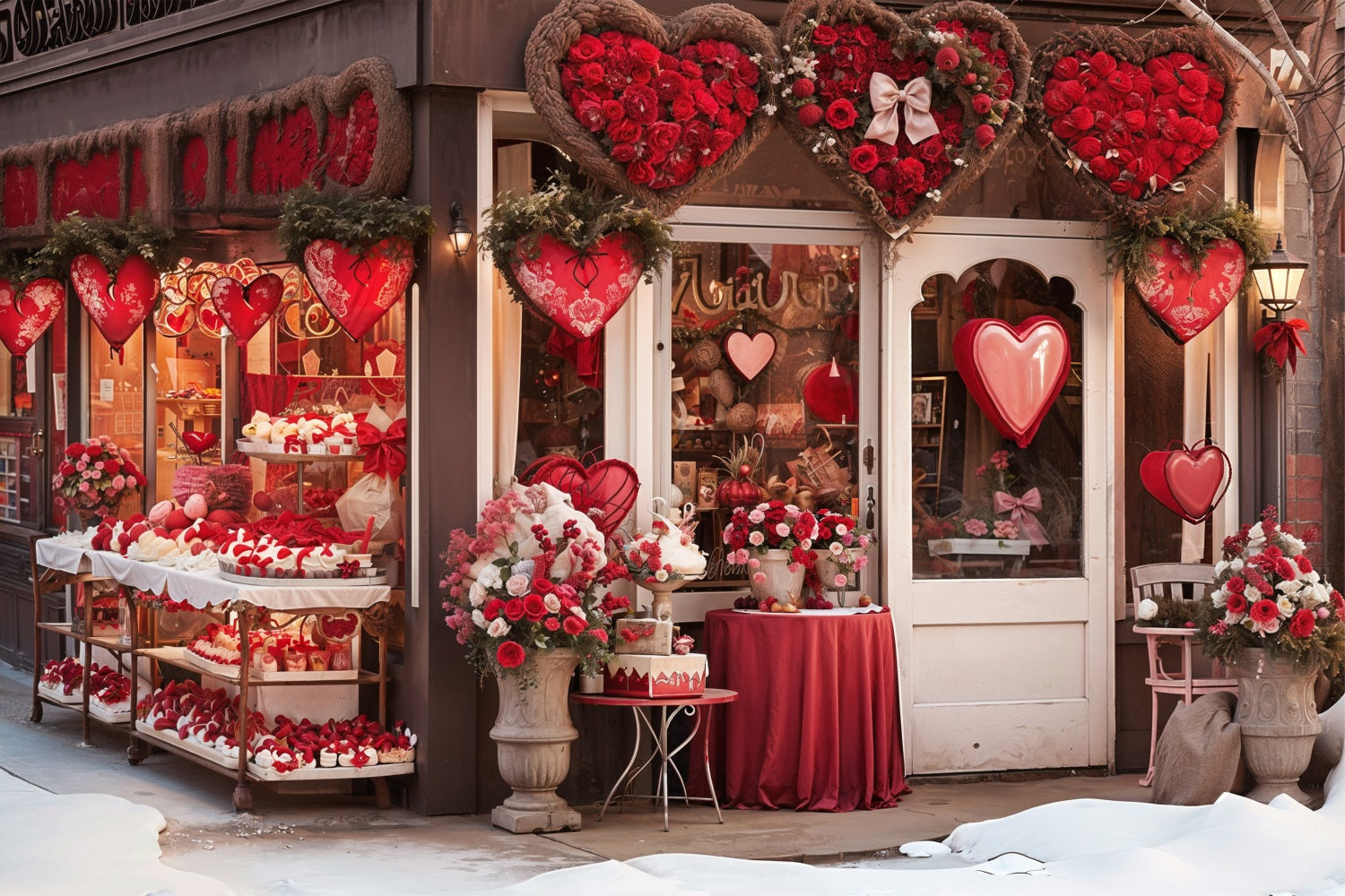 Valentine's Photo Backdrop Love-Inspired Window Heart Shaped Backdrop UK BRP11-382