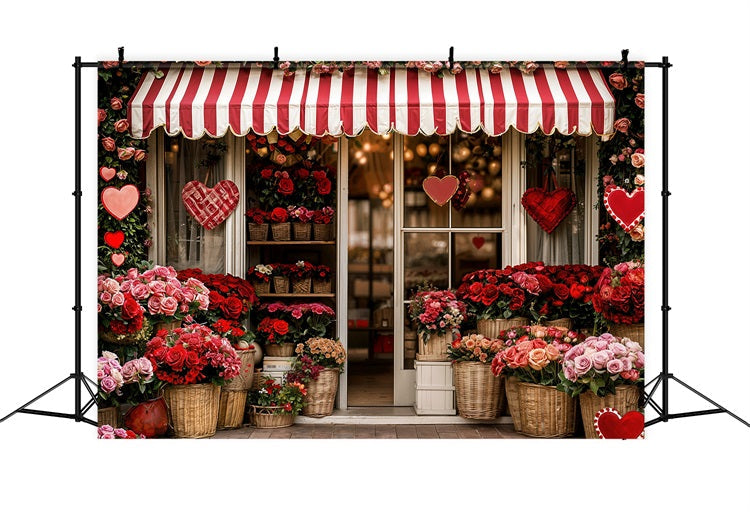 Valentines Backdrop Ideas Striped Awning Flower Shop Backdrop UK BRP11-384