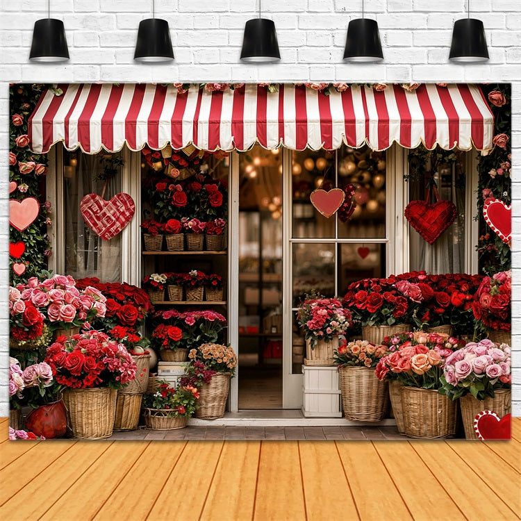 Valentines Backdrop Ideas Striped Awning Flower Shop Backdrop UK BRP11-384