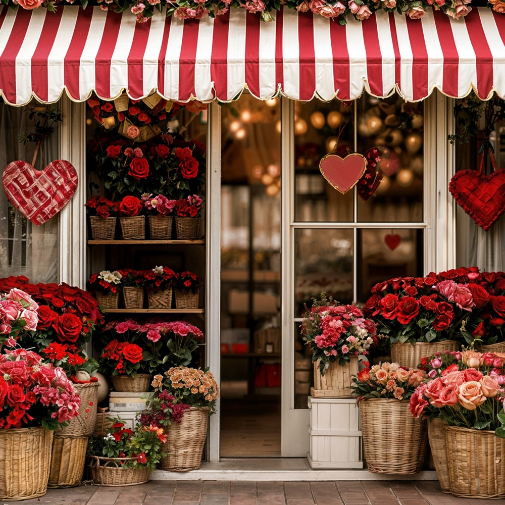 Valentines Backdrop Ideas Striped Awning Flower Shop Backdrop UK BRP11-384