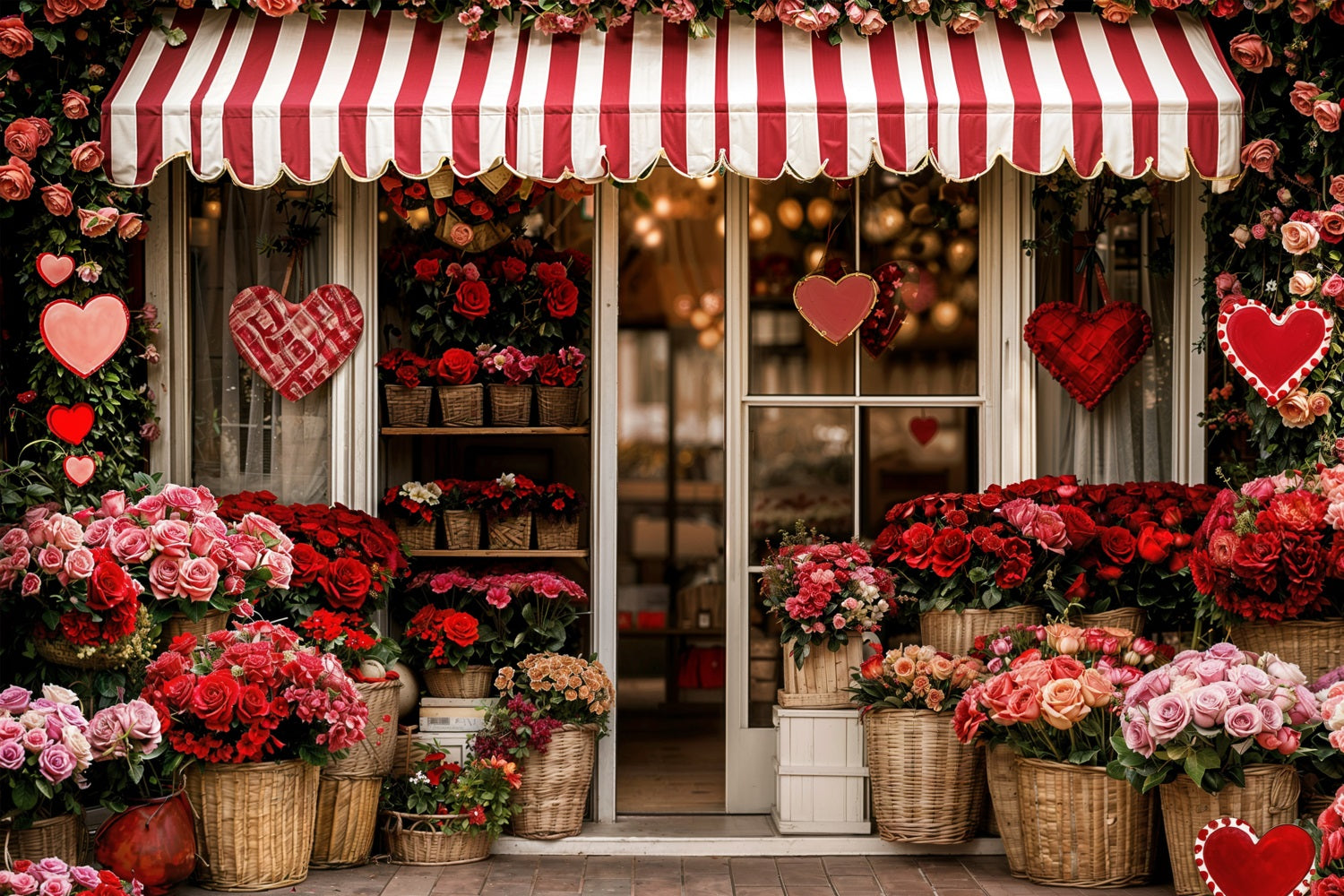 Valentines Backdrop Ideas Striped Awning Flower Shop Backdrop UK BRP11-384