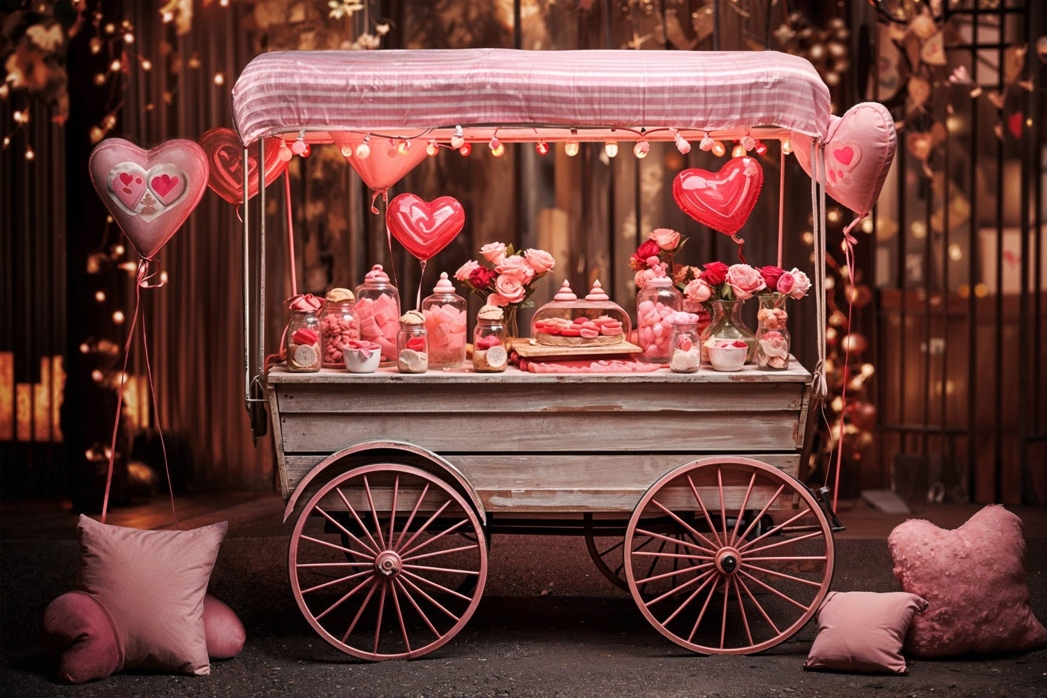 Backdrop Valentine's Day Wooden Vintage Candy Stand Backdrop UK BRP11-386