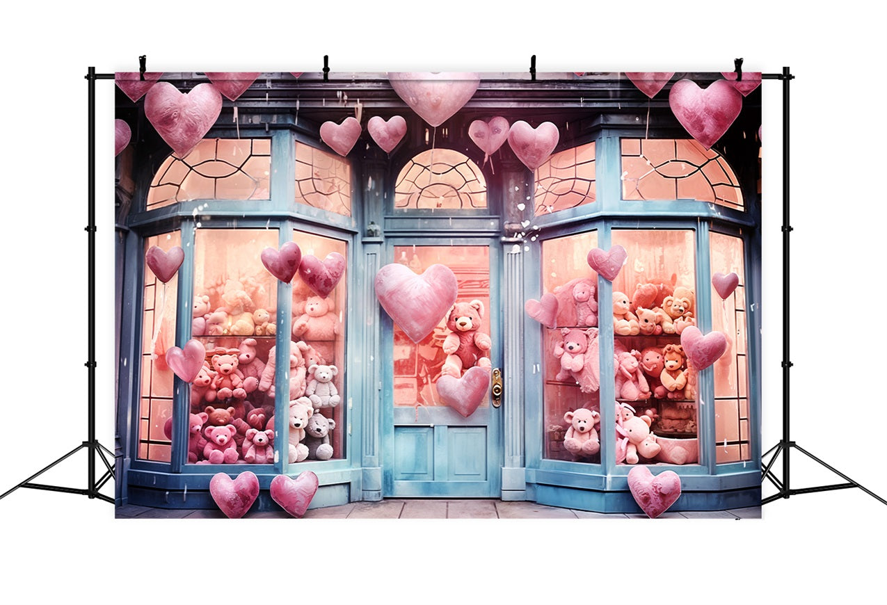 Photography Backdrops Valentine Heart Balloons Teddy Love Backdrop UK BRP11-388