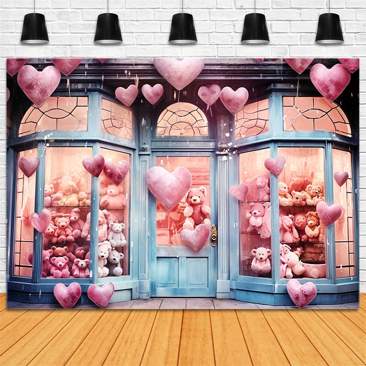 Photography Backdrops Valentine Heart Balloons Teddy Love Backdrop UK BRP11-388