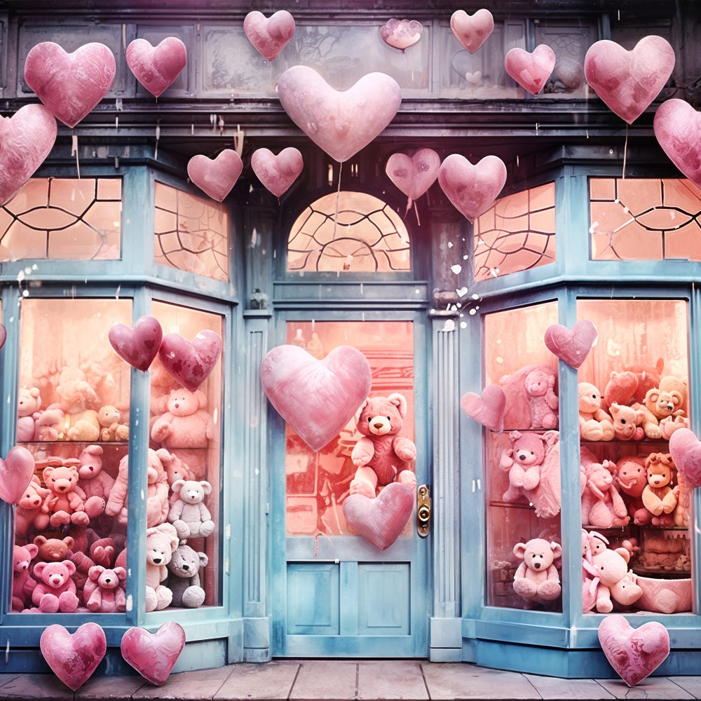 Photography Backdrops Valentine Heart Balloons Teddy Love Backdrop UK BRP11-388