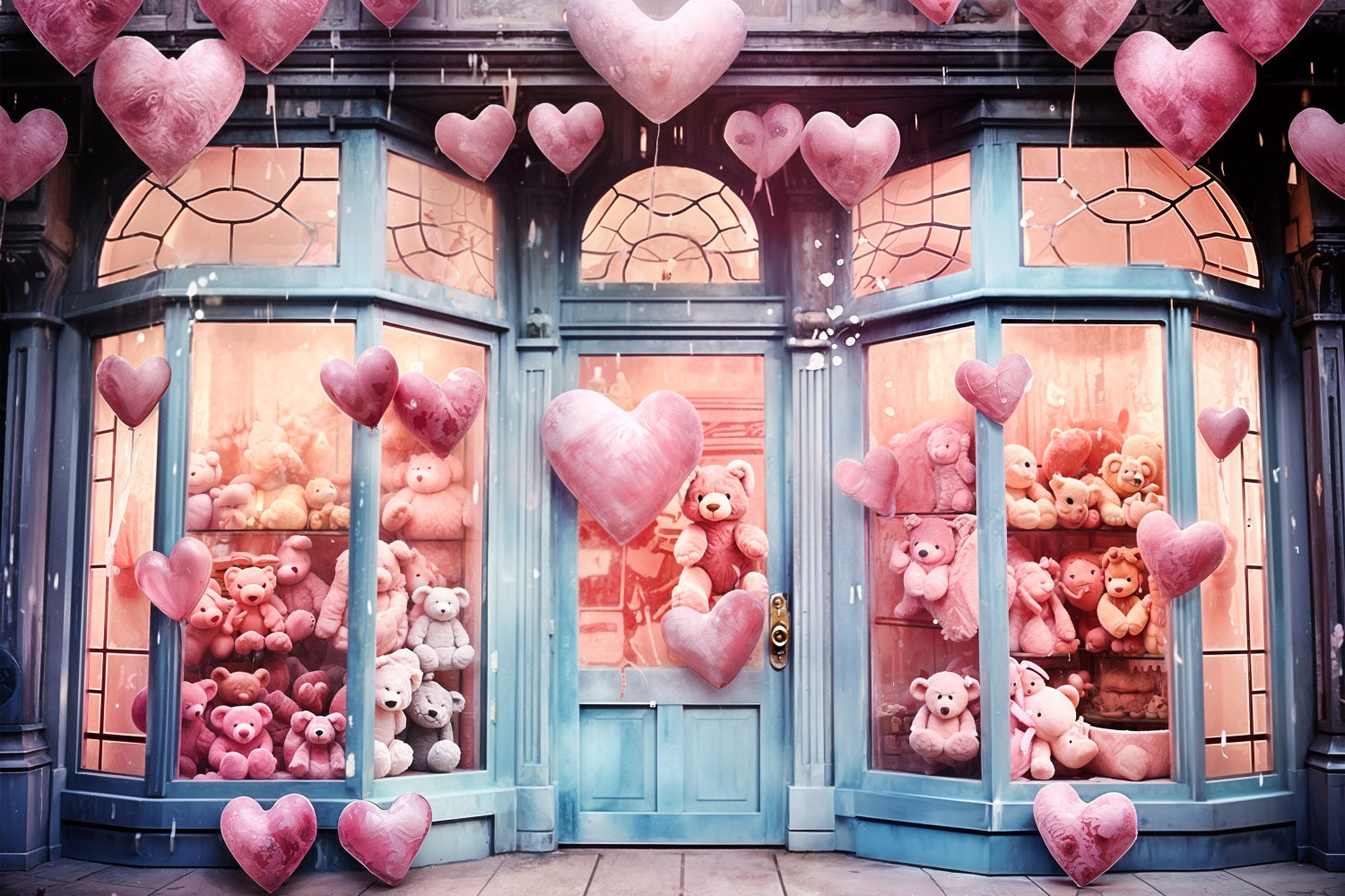 Photography Backdrops Valentine Heart Balloons Teddy Love Backdrop UK BRP11-388