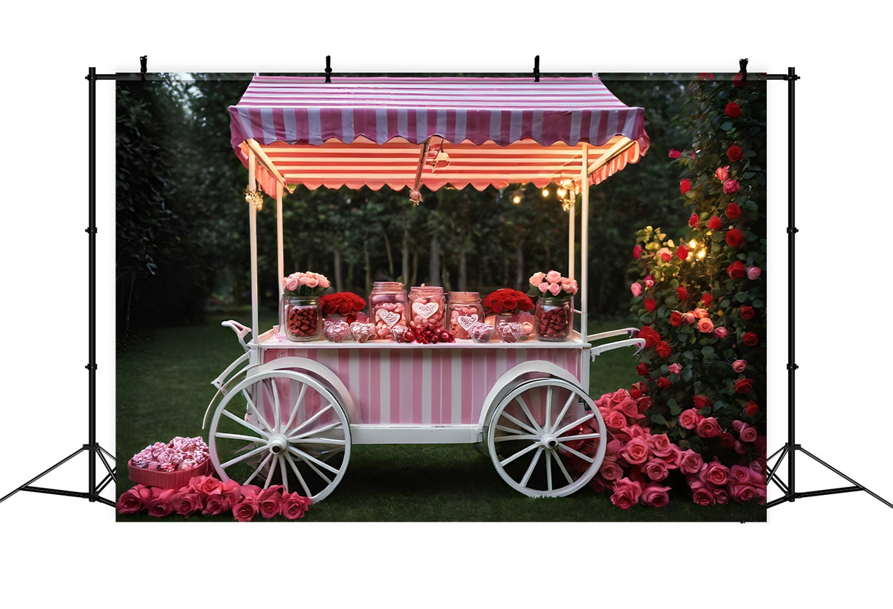 Backdrops For Valentine Pictures Rose Candy Cart Backdrop UK BRP11-389