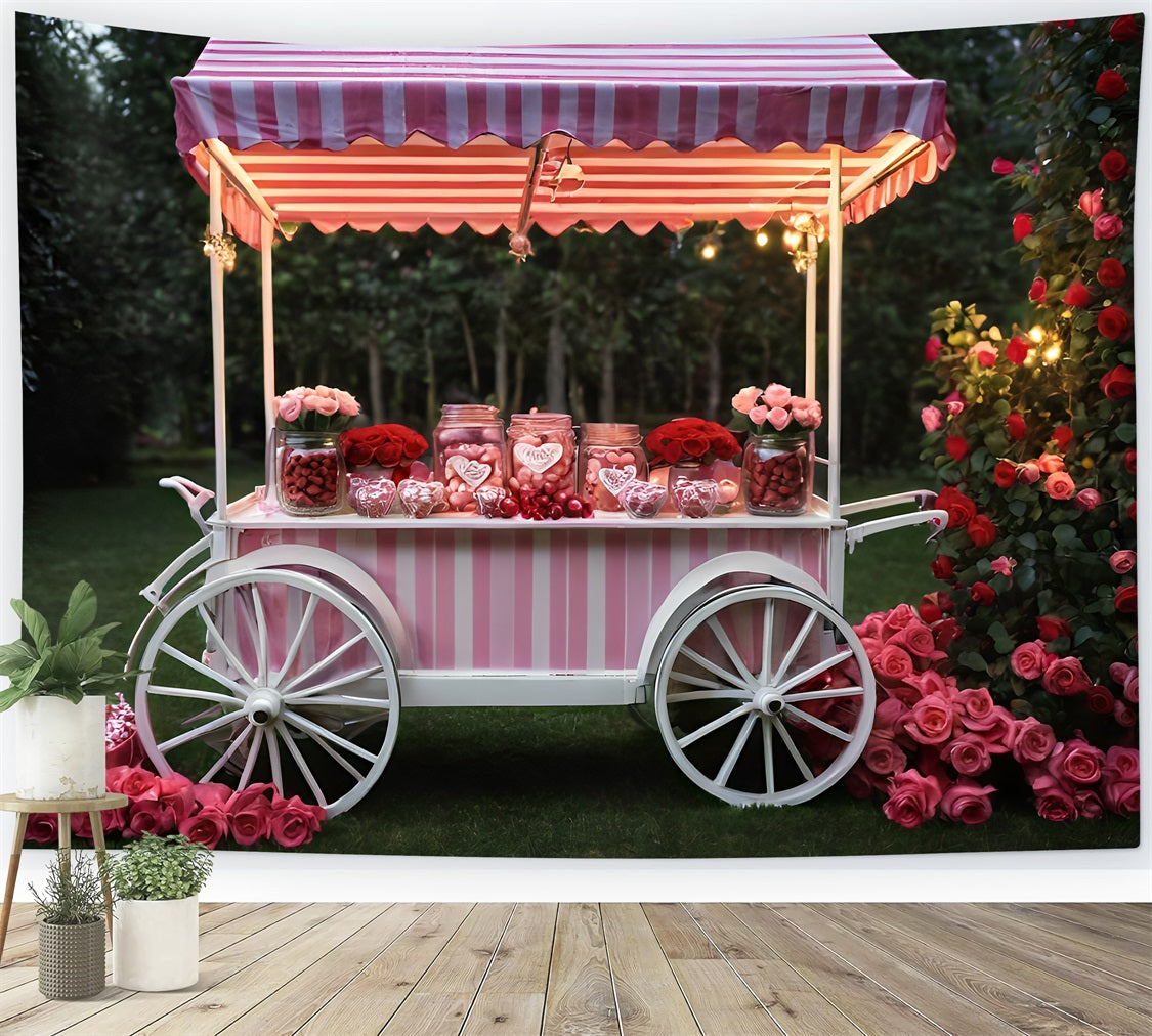 Backdrops For Valentine Pictures Rose Candy Cart Backdrop UK BRP11-389