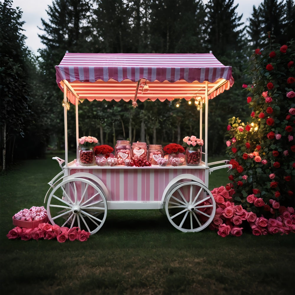 Backdrops For Valentine Pictures Rose Candy Cart Backdrop UK BRP11-389