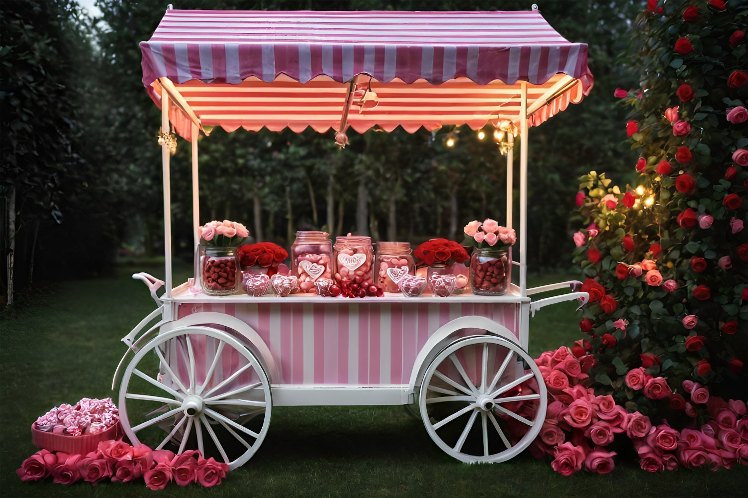 Backdrops For Valentine Pictures Rose Candy Cart Backdrop UK BRP11-389