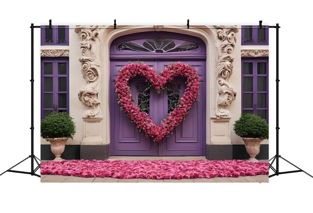 Valentines Heart Backdrop Wreath Purple Entrance Backdrop UK BRP11-392