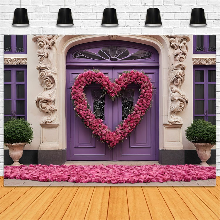 Valentines Heart Backdrop Wreath Purple Entrance Backdrop UK BRP11-392