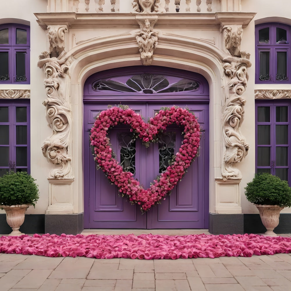 Valentines Heart Backdrop Wreath Purple Entrance Backdrop UK BRP11-392