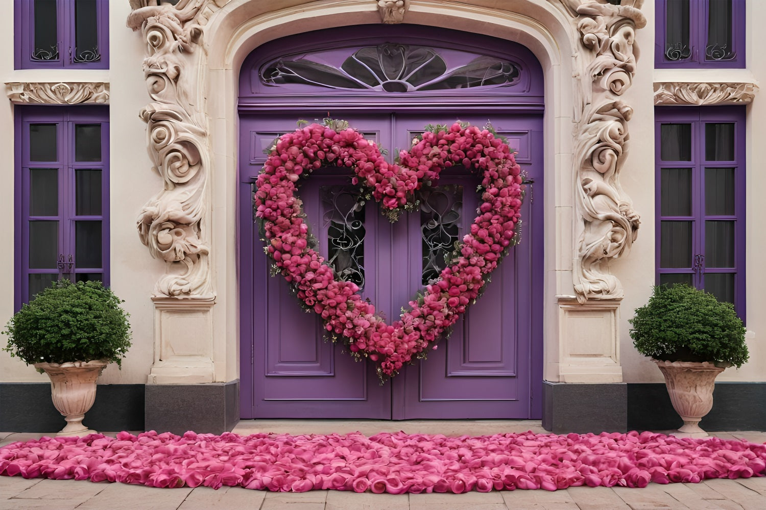 Valentines Heart Backdrop Wreath Purple Entrance Backdrop UK BRP11-392