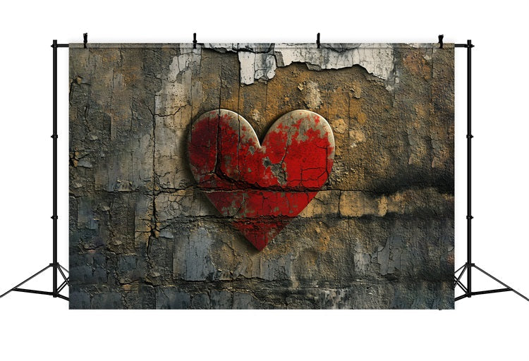 Photography Valentines Backdrops Cracked Red Heart Wall Backdrop UK BRP11-396