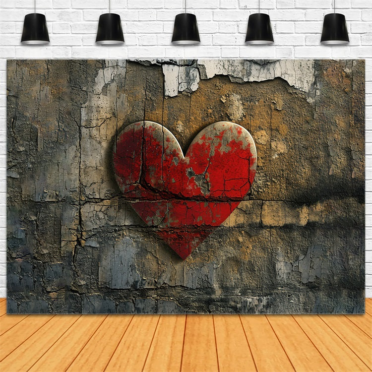 Photography Valentines Backdrops Cracked Red Heart Wall Backdrop UK BRP11-396