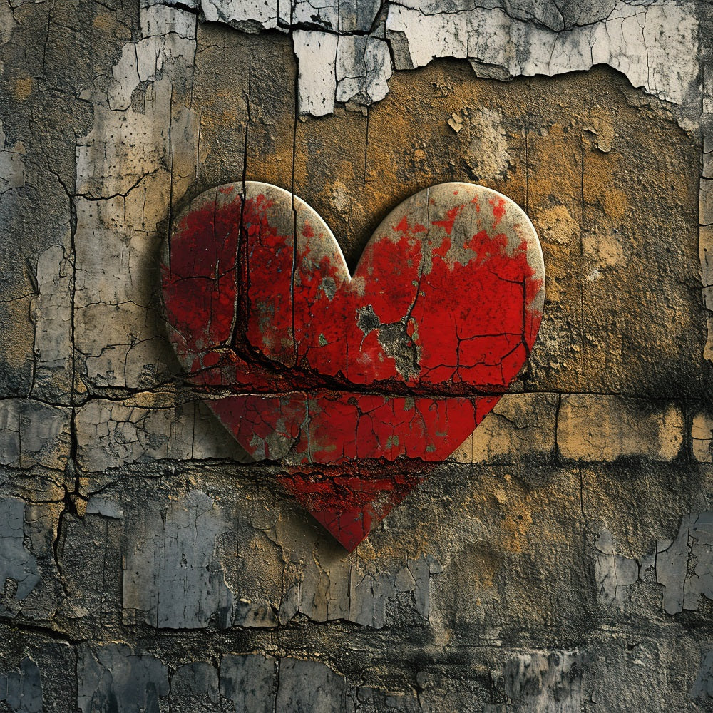 Photography Valentines Backdrops Cracked Red Heart Wall Backdrop UK BRP11-396