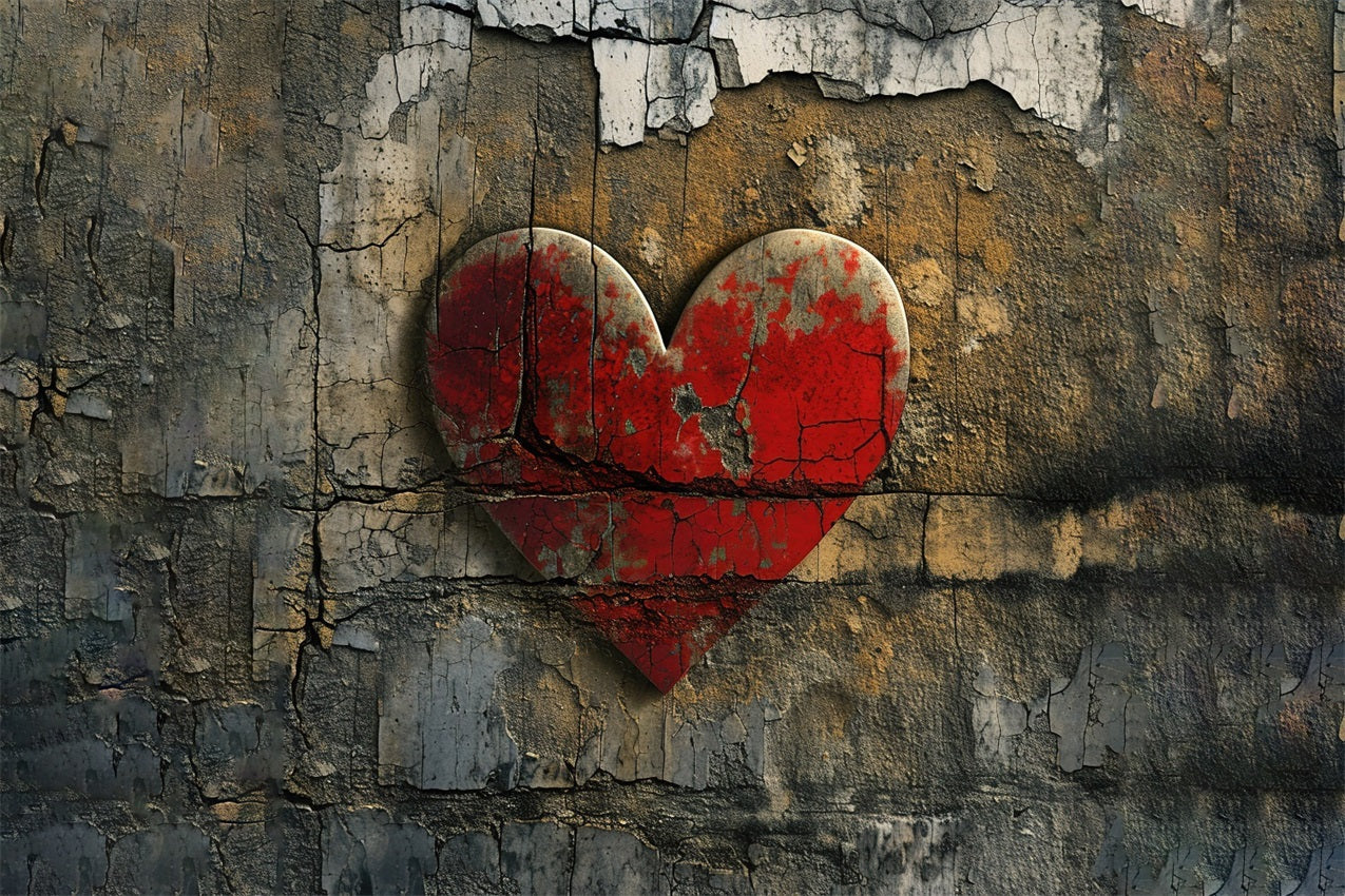 Photography Valentines Backdrops Cracked Red Heart Wall Backdrop UK BRP11-396