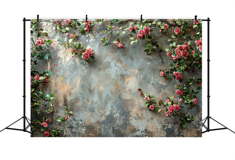 Photobooth Valentines Backdrop Floral Vines Painted Wall Backdrop UK BRP11-397