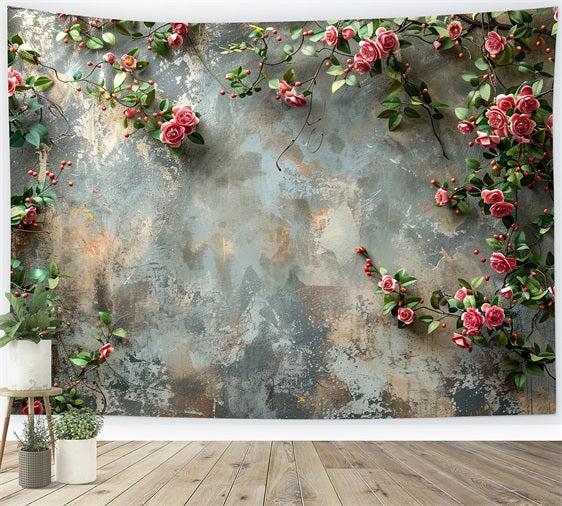 Photobooth Valentines Backdrop Floral Vines Painted Wall Backdrop UK BRP11-397