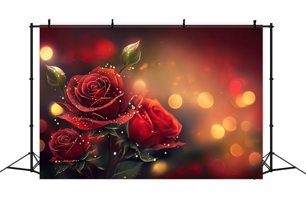 Valentines Party Backdrop Red Roses Glow Lights Backdrop UK BRP11-398