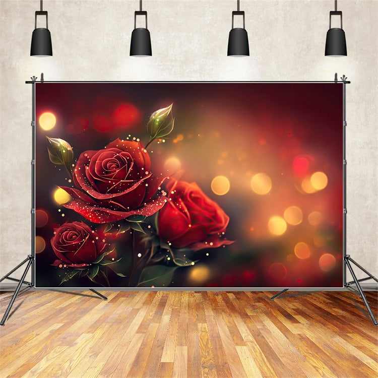 Valentines Party Backdrop Red Roses Glow Lights Backdrop UK BRP11-398