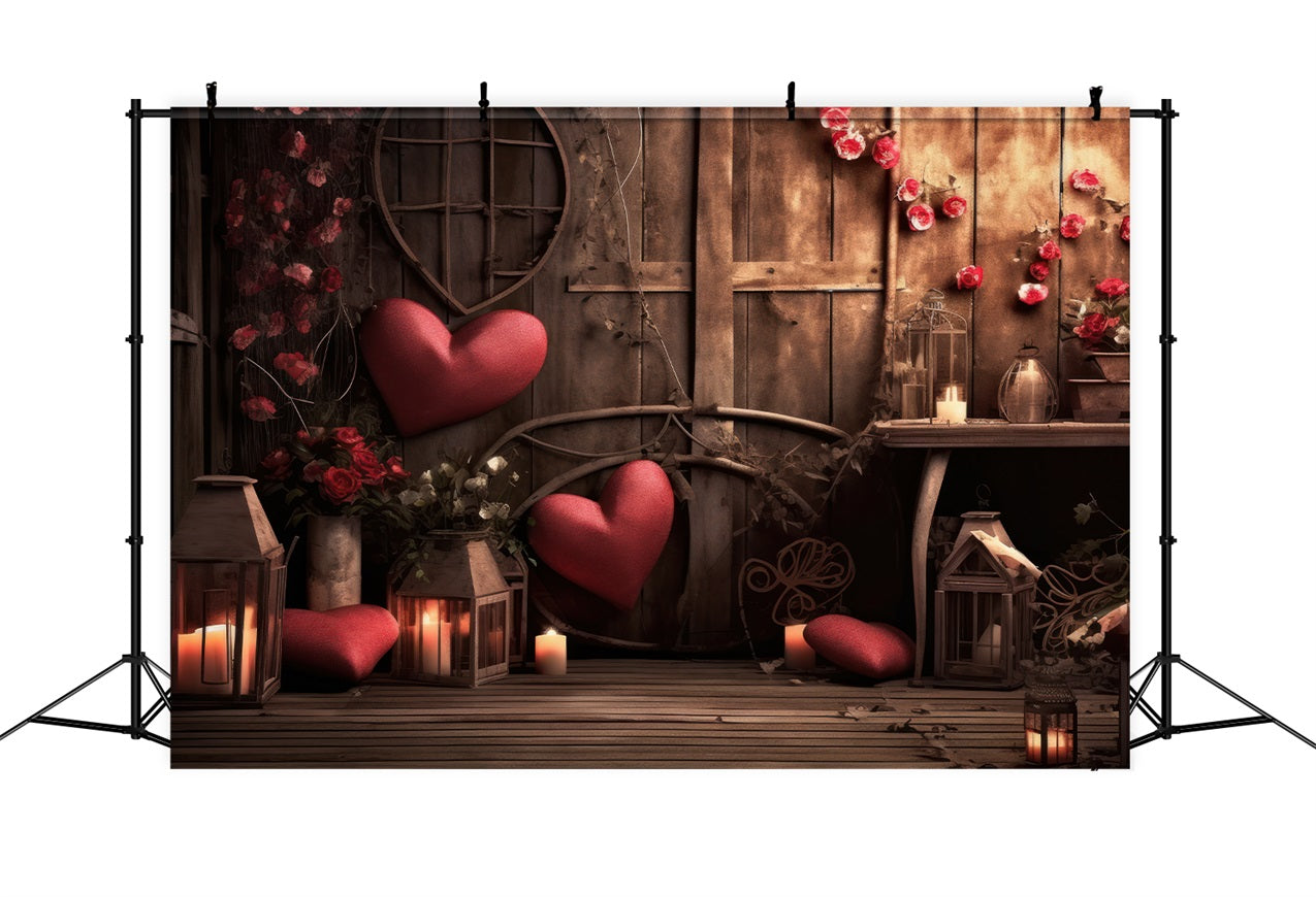 Backdrop For Valentine Candlelit Lantern Hearts Backdrop UK BRP11-399