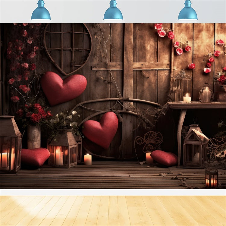 Backdrop For Valentine Candlelit Lantern Hearts Backdrop UK BRP11-399