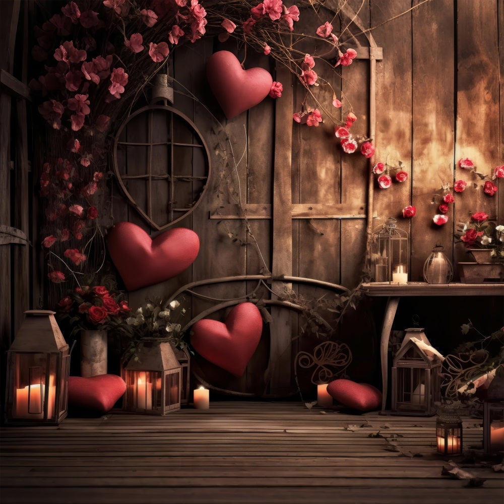 Backdrop For Valentine Candlelit Lantern Hearts Backdrop UK BRP11-399