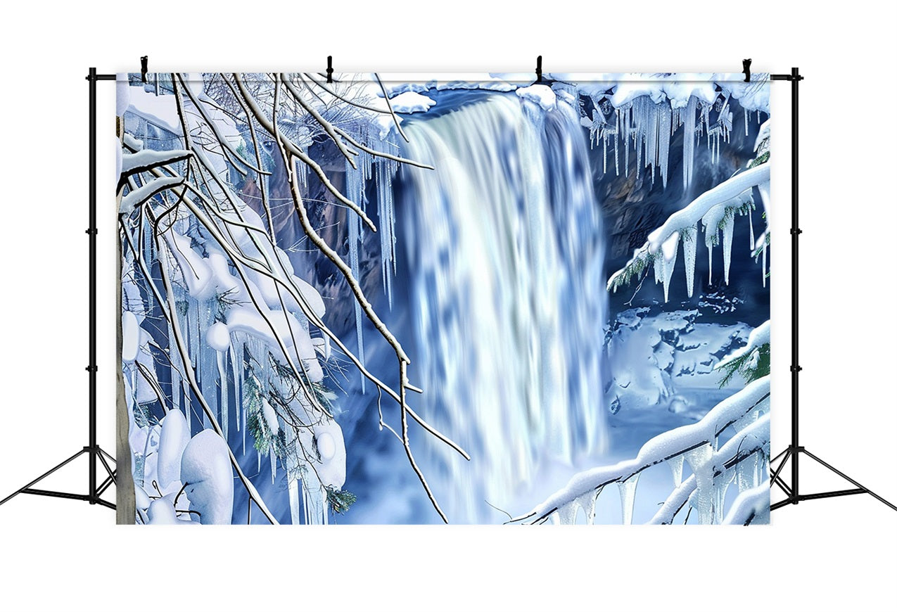 Photo Backdrop Winter Snow-Covered Waterfall Icicle Backdrop UK BRP11-40