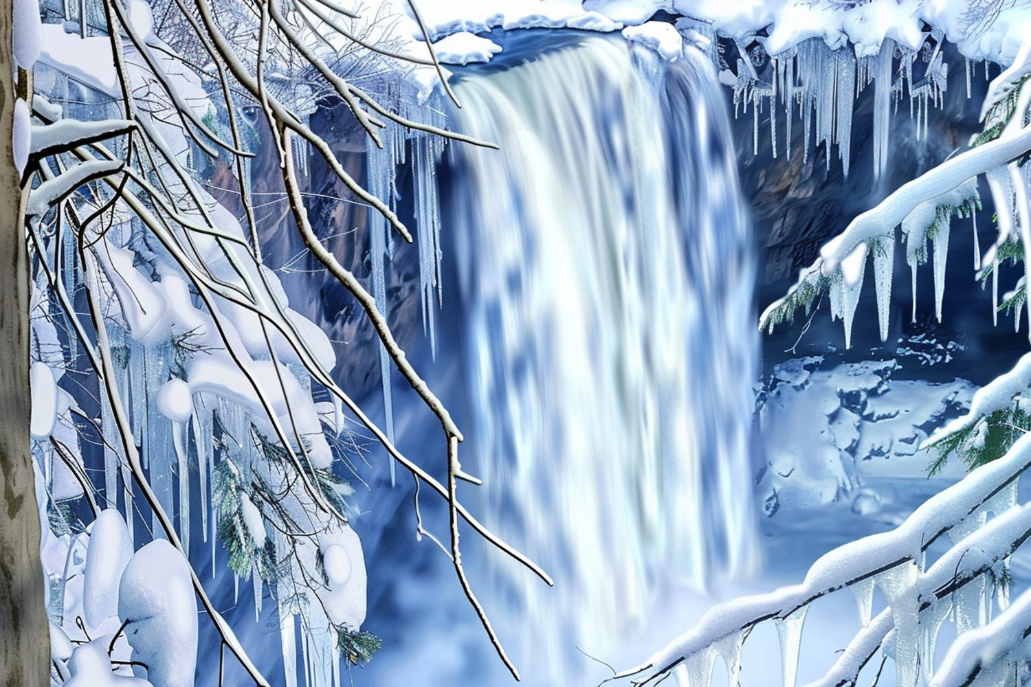 Photo Backdrop Winter Snow-Covered Waterfall Icicle Backdrop UK BRP11-40