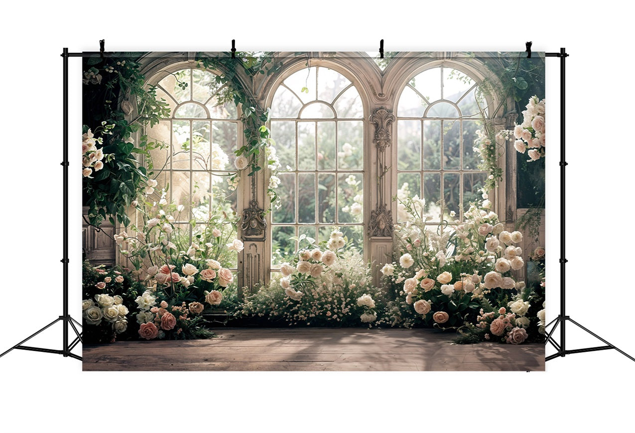 Valentines Photoshoot Backdrop Arched Window Floral Backdrop UK BRP11-401