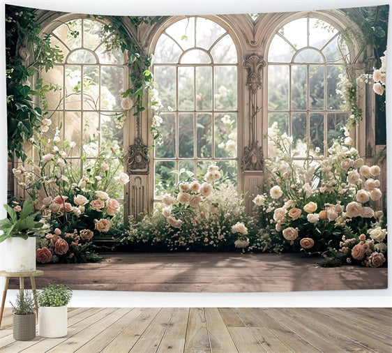 Valentines Photoshoot Backdrop Arched Window Floral Backdrop UK BRP11-401