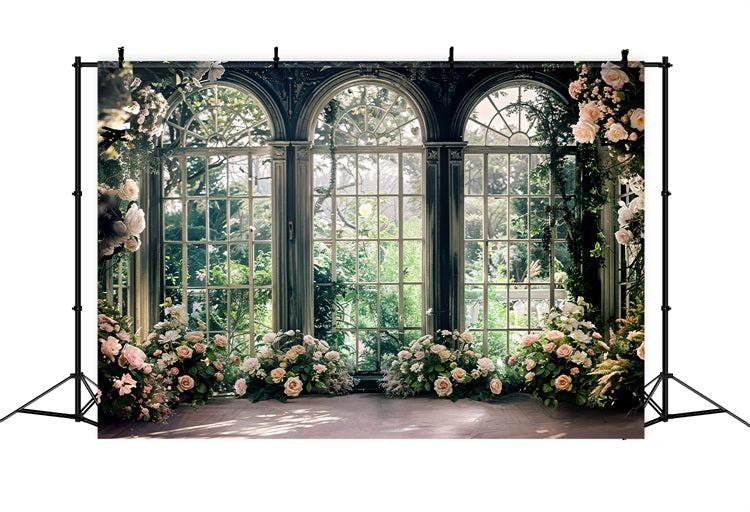 Backdrop For Valentines Day Arched Window Rose Backdrop UK BRP11-402