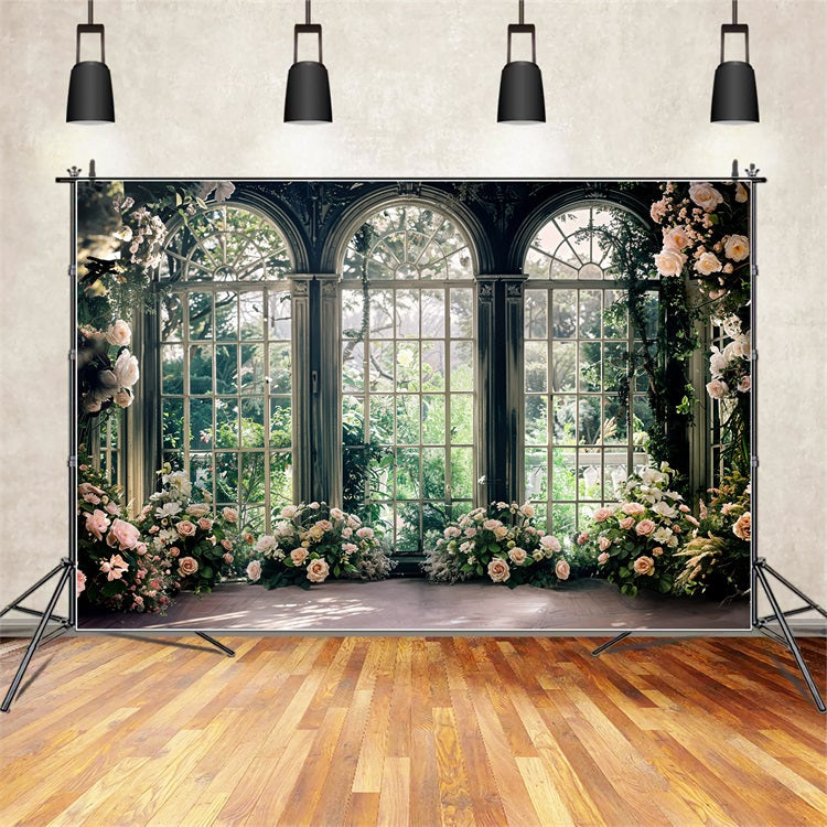 Backdrop For Valentines Day Arched Window Rose Backdrop UK BRP11-402