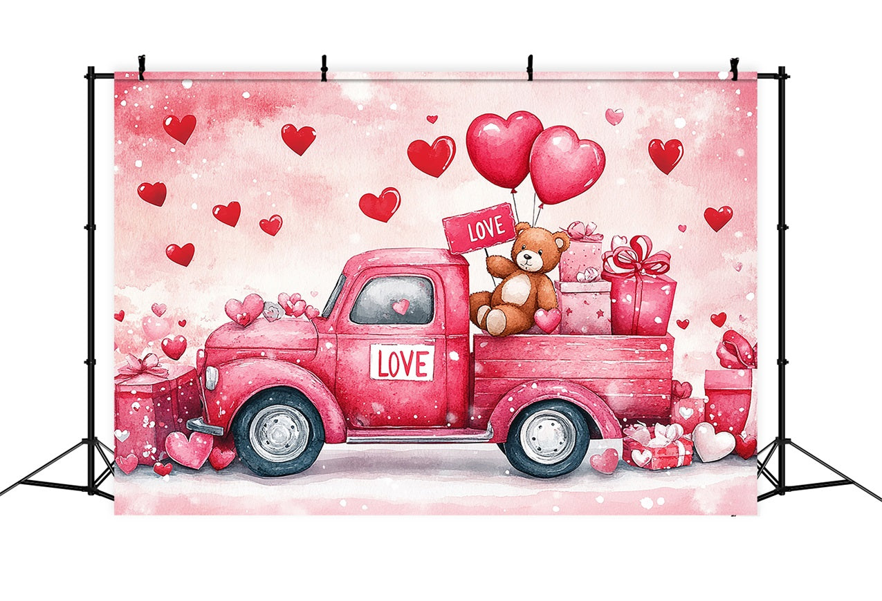 Backdrop For Valentines Teddy Bear Gift Truck Backdrop UK BRP11-409