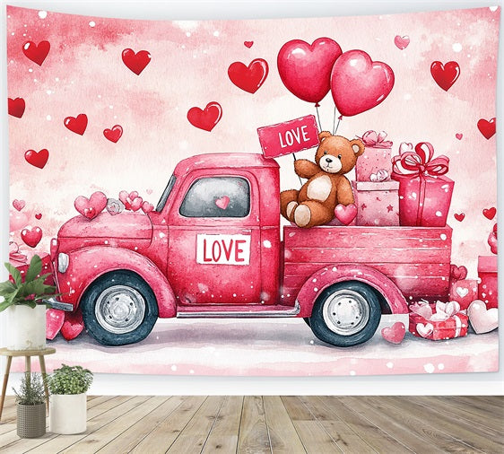 Backdrop For Valentines Teddy Bear Gift Truck Backdrop UK BRP11-409