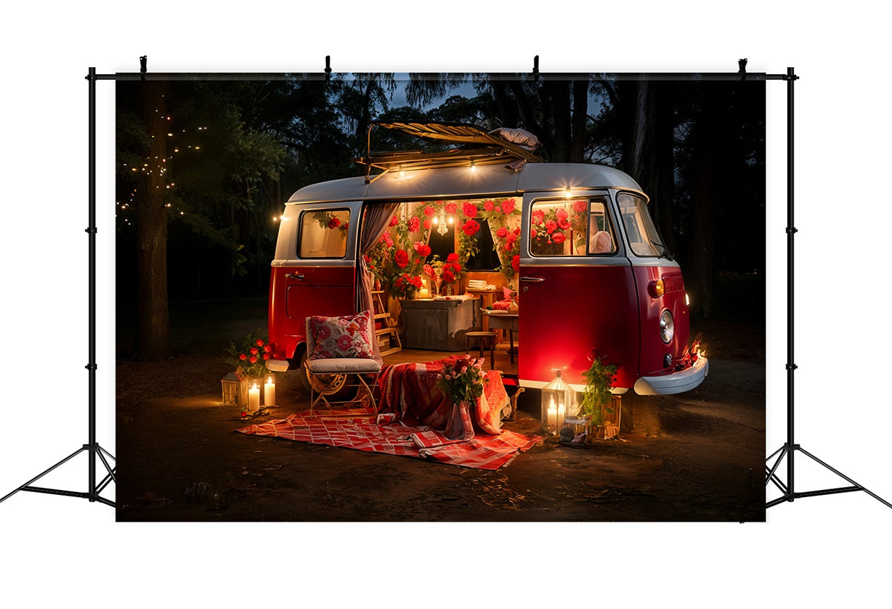 Valentines Day Backdrop Ideas Picnic Red Van Backdrop UK BRP11-410