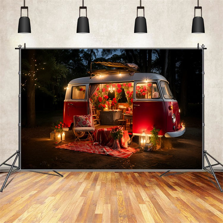 Valentines Day Backdrop Ideas Picnic Red Van Backdrop UK BRP11-410