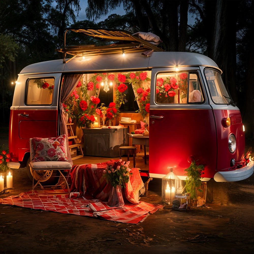 Valentines Day Backdrop Ideas Picnic Red Van Backdrop UK BRP11-410