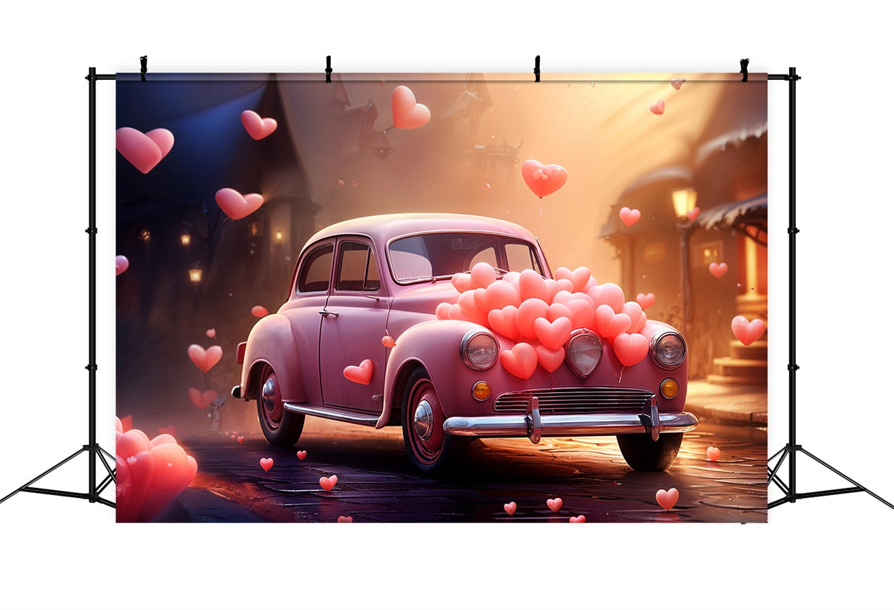 Valentine Day Photo Backdrop Car Heart Balloons Backdrop UK BRP11-414