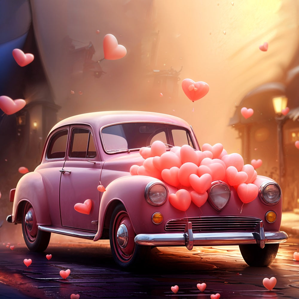 Valentine Day Photo Backdrop Car Heart Balloons Backdrop UK BRP11-414